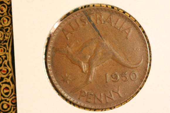 1950 - Y. -  Australian Penny - Lamination Error - gF