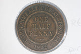 1922 - Australian Halfpenny - Spur on 'N' (R6) - gVF / Grotty