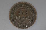 1924 - L - Australian Penny - Diecrack 'ORGIVS DVG BR' - gF / Grotty