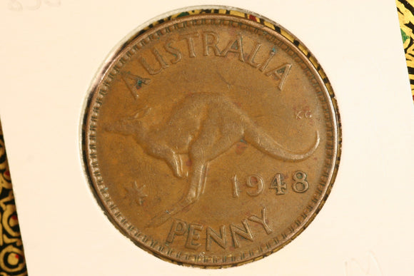 1948 - M - Australian Penny - Doubled '4' - gF