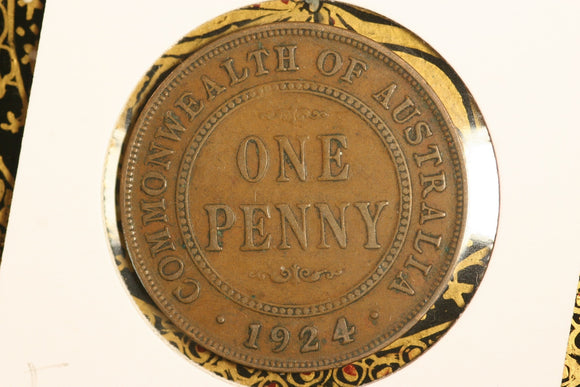 1924 - L - Australia Penny - F / Problem Coin