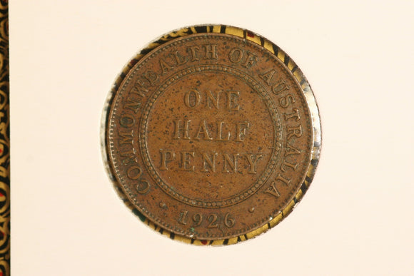 1926 - Australia Halfpenny - Diecrack bet. '2' & '6' (R5) - aF