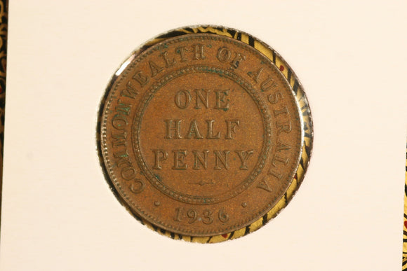 1936 - Australian Halfpenny - aEF / PVC