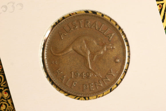 1949 - Australia Halfpenny - gVF / Grotty