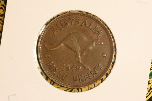 1949 - Australia Halfpenny - Diecrack 'FIDEI' (R5) - gVF