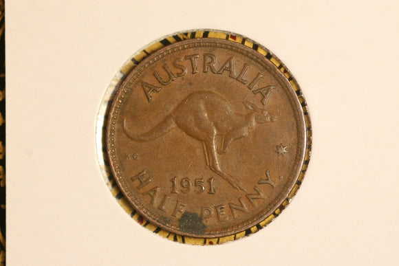 1951 Y - Australian H'Penny - VF - Scrotum / Ghosting Error (R6)