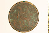 1875 - UK British Penny - Small Date - F / Problem Coin