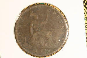 1875 - UK British Penny - Large Date / Corrosion