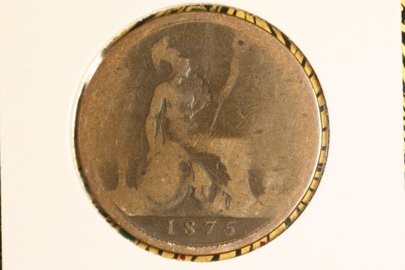 1875 - UK British Penny - Large Date - aVG