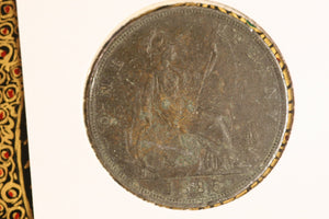 1885 - UK British Penny - aF / Corrosion