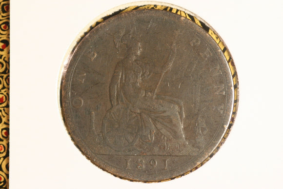 1891 - UK British Penny - VG+