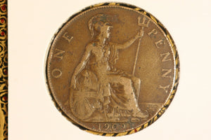 1909 - UK British Penny - VF / Minor Corrosion