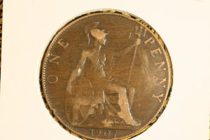 1907 - UK British Penny - aF