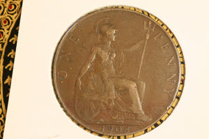 1908 - UK British Penny - aVF / Some Pitting