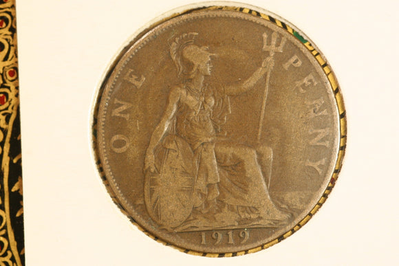 1919 - UK British Penny - F