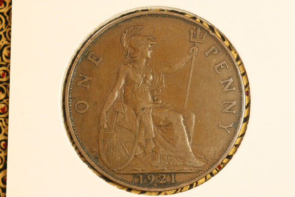 1921 - UK British Penny - VF