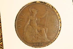 1921 - UK British Penny - gF