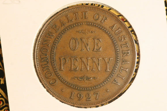 1927 -  L - Australian Penny - Diecracks 'IVS' & 'F.D.'