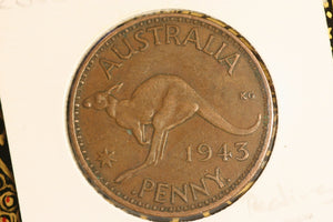 1943 - I - Australia Penny - Pealing Error on Bust - aVF