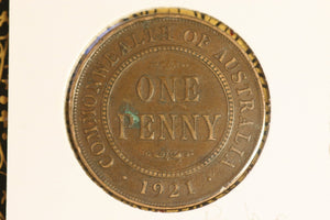 1921  - Australian Penny - Pealing Error on Crown - aF / Verdigris