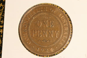 1924  - Australian Penny - aVF. Filled 4 - Cleaned