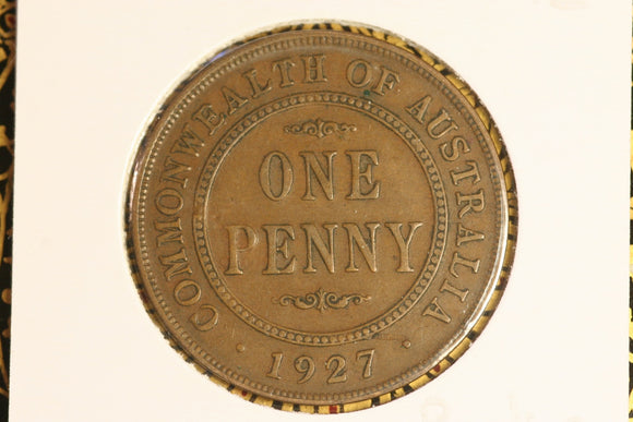 1927 - Australia Penny - Pealing Error near Date gVG