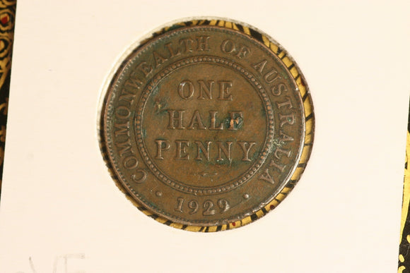 1929 - Australia Halfpenny - gVF / Problem Coin