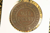 1924 - L -  Australia Penny - Filled '4' - VF / Problem Coin