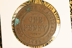 1935 - Australia Penny - EF / Verdigris