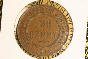 1936 - Australia Penny - Pealing Error above King's Eye - aEF