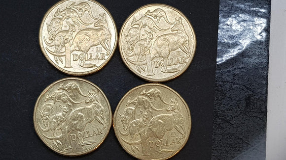 4 * 2019 - Australian 1 Dollar Coins - no MM, A, U, S  - aUNC - Coin Hunt Set