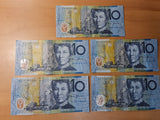 2015 Australia 10 dollar polymer note. Stevens / Fraser AA 15 Serial.