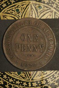 1922  - Australia Penny - F - Reverse Denticles Missing - R6