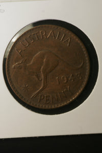 1943 - Y. - Australia Penny - F+ - Light 'RALIA' Doubled