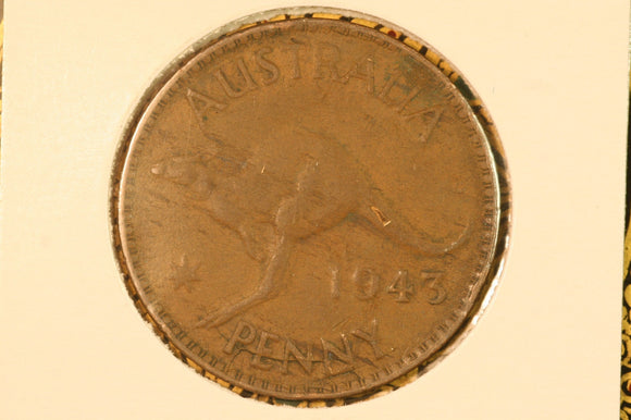 1943 - Y. - Australia Penny - Multiple Die Cracks across Penny (R6) - F