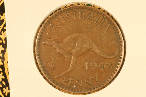 1943 - Y. - Australia Penny - Pealing Error on Bust - gF