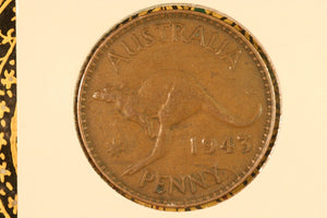 1943 - Y. - Australia Penny - Diecracks Rim to Y & Rim to NY - gF