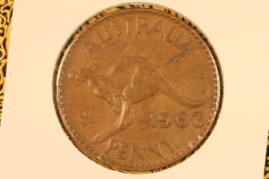 1963 - Australia Penny - Pealing Error on Reverse - gEF