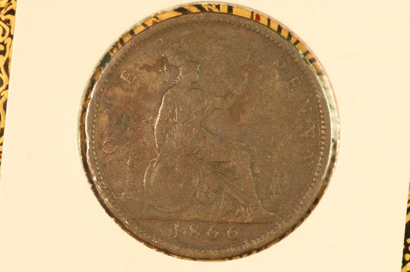 1866 - UK British Penny - F