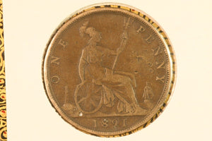 1891 - UK British Penny - Some Corrosion - aVF