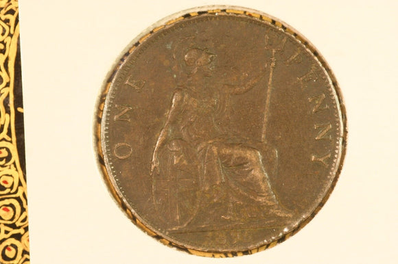 1896  - UK British Penny - Some Corrosion / aEF