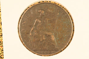 1898 - UK British Penny - Spot of Verdigris / EF