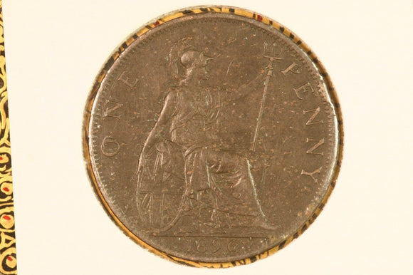 1896 - UK British Penny - EF / Corrosion