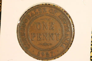 1927 - L - Australia Penny - Diecrack thru AUSTRALIA - F