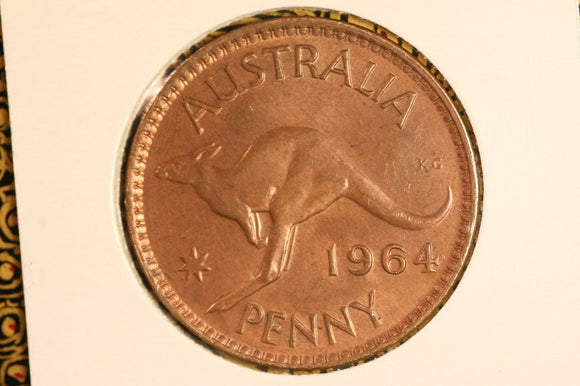 1964 - M - Australian Penny - Great Patina - aUNC