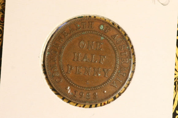 1933 - Australia Halfpenny - aEF / Problem Coin