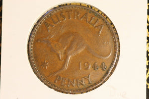 1944 - Y. - Australia Penny - Die Crack across 'PENNY' - F