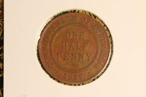 1929 - Australia Halfpenny - aF / Problem Coin