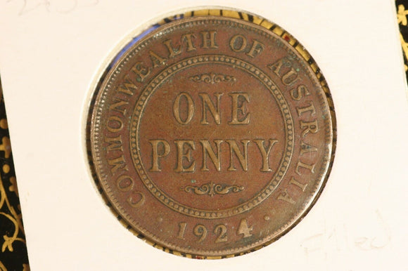 1924 - Australian Penny - Filled 4 - F