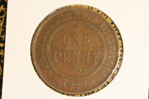 1922 - I - Australia Penny - Indian Obverse - F